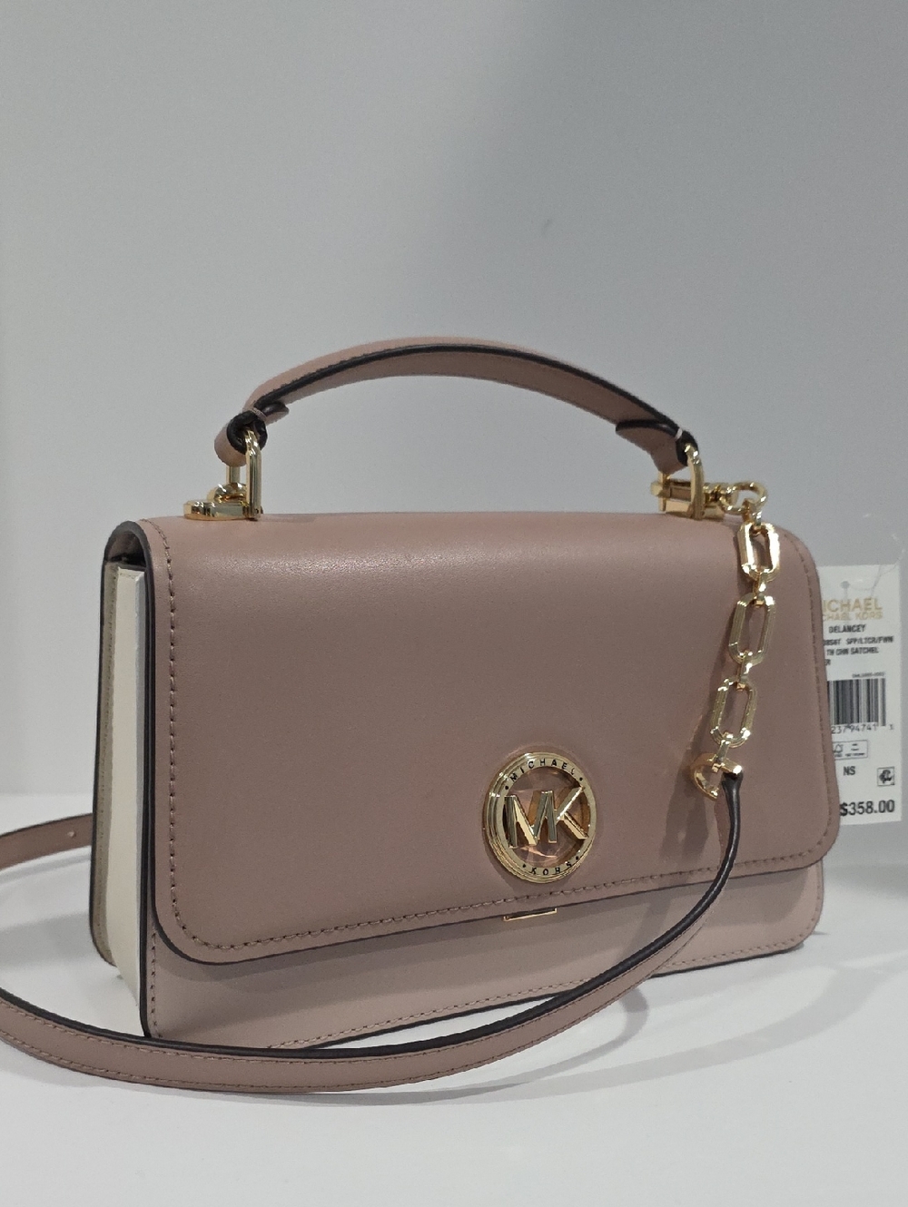NWT ✅ DELANCEY Medium East West Top Handle Color-Block Chain Bag  SFP/LTCR/FWN